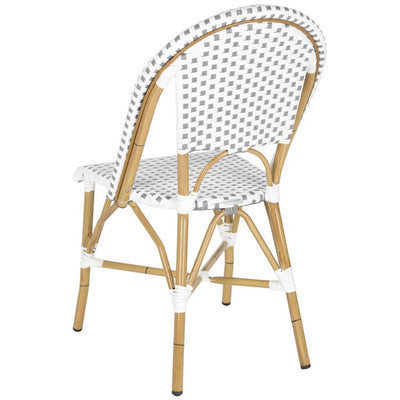 Salcha Indoor/Outdoor French Bistro Stacking Side Chairs Set of 2 - Gray/White/Light Brown