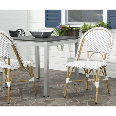 Salcha Indoor/Outdoor French Bistro Stacking Side Chairs Set of 2 - Gray/White/Light Brown