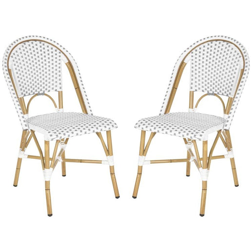 Salcha Indoor/Outdoor French Bistro Stacking Side Chairs Set of 2 - Gray/White/Light Brown