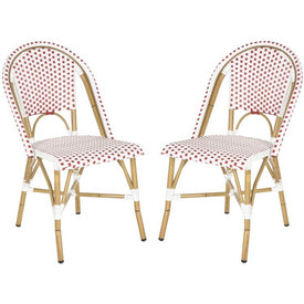 Salcha Indoor/Outdoor French Bistro Stacking Side Chairs Set of 2 - Red/White/Light Brown