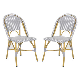 Salcha Indoor/Outdoor French Bistro Stacking Side Chairs Set of 2 - Gray/White/Light Brown