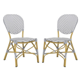 Lisbeth French Bistro Stacking Side Chairs Set of 2 - Gray/White