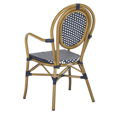 Rosen French Bistro Stacking Armchairs Set of 2 - Navy/White