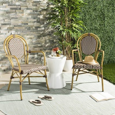 Rosen French Bistro Stacking Armchairs Set of 2 - Brown/White