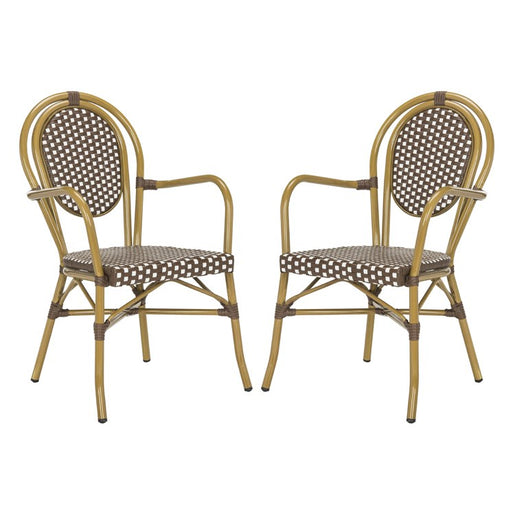 Rosen French Bistro Stacking Armchairs Set of 2 - Brown/White