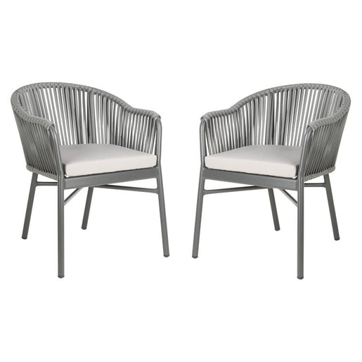 Stefano Stackable Rope Chairs Set of 2 - Gray/Gray Cushion