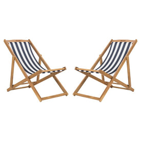Loren Foldable Sling Chairs Set of 2 - Natural/Navy/White