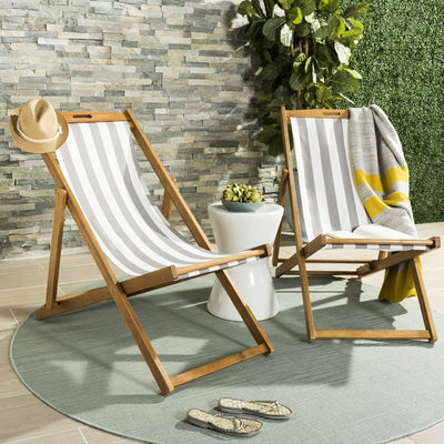 Loren Foldable Sling Chairs Set of 2 - Natural/Gray/White