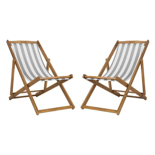 Loren Foldable Sling Chairs Set of 2 - Natural/Gray/White