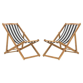 Loren Foldable Sling Chairs Set of 2 - Natural/Black/White