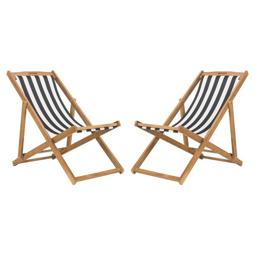 Loren Foldable Sling Chairs Set of 2 - Natural/Black/White