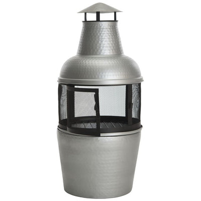 Cartagena Chiminea Fire Pit - Silver/Black