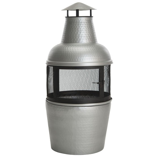 Cartagena Chiminea Fire Pit - Silver/Black