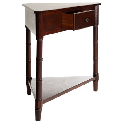 Gomez Corner Table with Storage Drawer - Dark Cherry