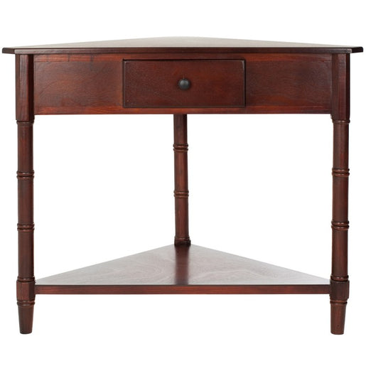 Gomez Corner Table with Storage Drawer - Dark Cherry