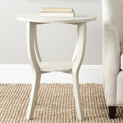 Rhodes Round Pedestal Accent Table - Antique White