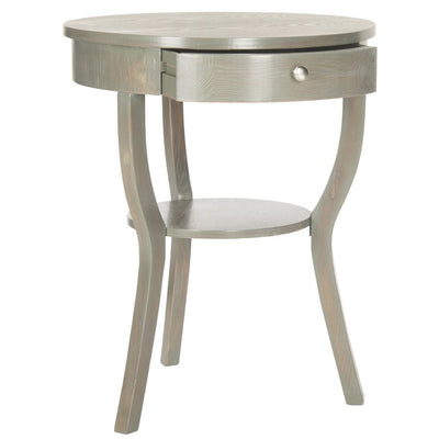 Kendra Round Pedestal End Table with Drawer - French Gray