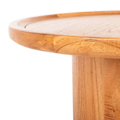 Devin Round Pedestal Coffee Table - Natural Brown