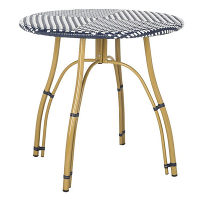 Kylie Rattan Bistro Table - Navy/White