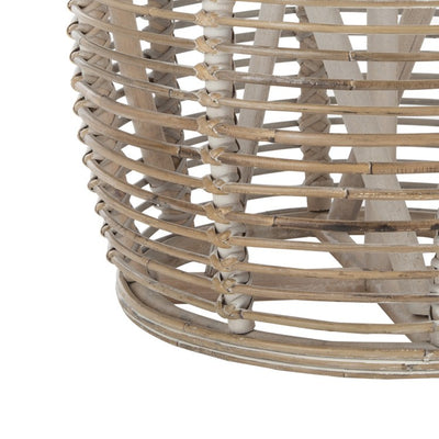 Maui Rattan Drum Stool Table - Gray White Wash