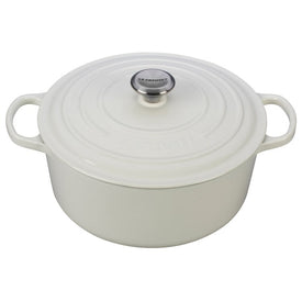 Signature 7.25-Quart Cast Iron Round Dutch Oven with Stainless Steel Knob - White