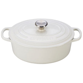 Signature 2.75-Quart Cast Iron Oval Dutch Oven with Stainless Steel Knob- White