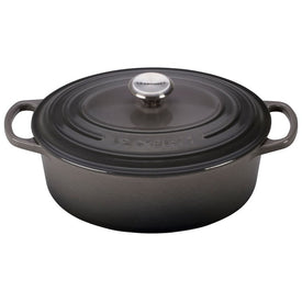 Signature 2.75-Quart Cast Iron Oval Dutch Oven with Stainless Steel Knob- Oyster