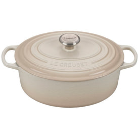Signature 5-Quart Cast Iron Oval Dutch Oven with Stainless Steel Knob - Meringue