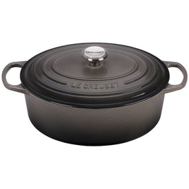 Signature 6.75-Quart Cast Iron Oval Dutch Oven with Stainless Steel Knob - Oyster