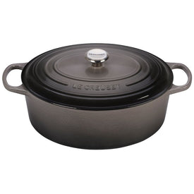 Signature 9.5-Quart Cast Iron Oval Dutch Oven with Stainless Steel Knob - Oyster