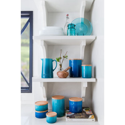 2.5-Quart Stoneware Canister with Wood Lid - Marseille