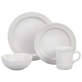 16-Piece Stoneware Dinnerware Set - White