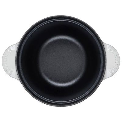 2.25-Quart Cast Iron Rice Pot with Stainless Steel Knob & Stoneware Insert - White