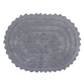 DII Gray Large Oval Crochet Bath Mat