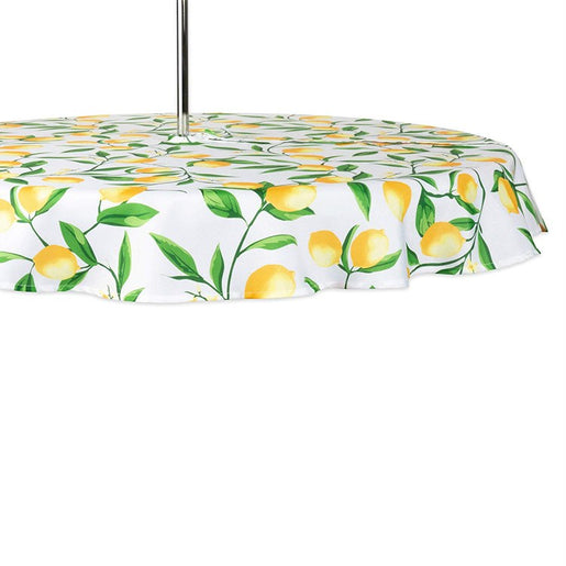 DII Lemon Bliss Print 60" Round Outdoor Table Cloth with Zipper