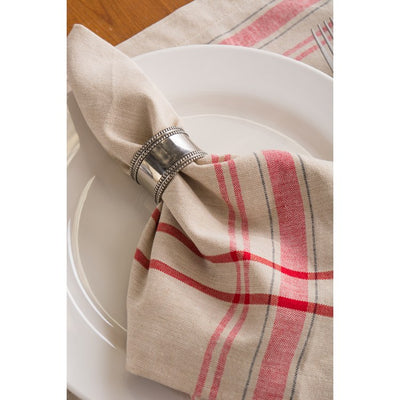 DII Red French Stripe 70" Round Tablecloth