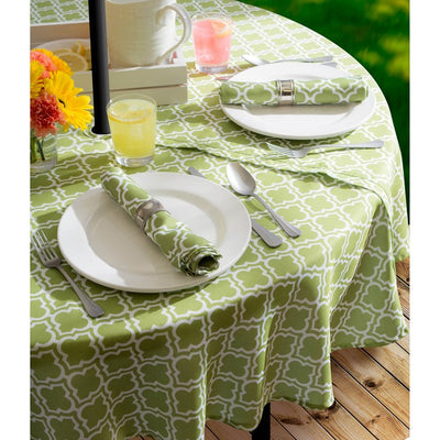 DII Green Lattice 60" Round Outdoor Table Cloth with Zipper