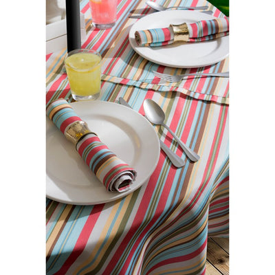 DII Summer Stripe 52" Round Outdoor Table Cloth with Zipper