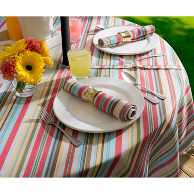 DII Summer Stripe 52" Round Outdoor Table Cloth with Zipper