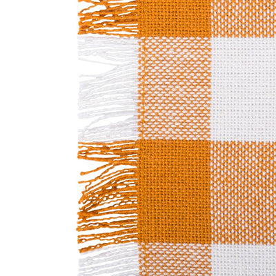 DII Pumpkin Spice Heavyweight Check Fringed 72" x 14" Table Runner