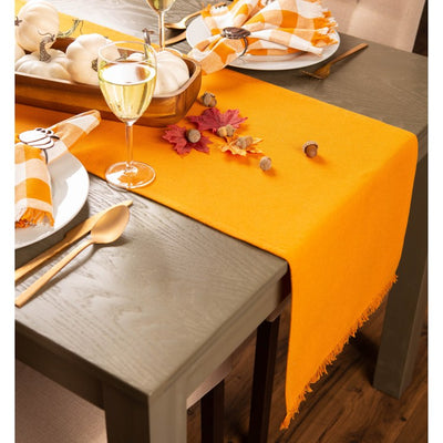 DII Solid Pumpkin Spice Heavyweight Fringed 72" x 14" Table Runner