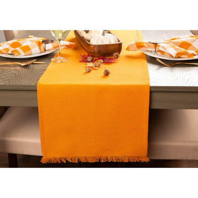 DII Solid Pumpkin Spice Heavyweight Fringed 72" x 14" Table Runner