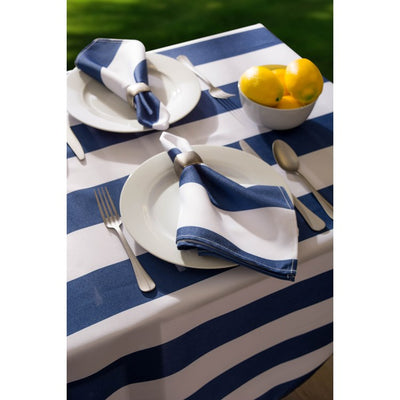 DII Nautical Blue Cabana Stripe Print Outdoor 20" x 20" Napkins Set of 6