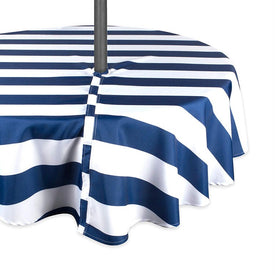 DII Nautical Blue Cabana Stripe 60" Round Outdoor Table Cloth with Zipper