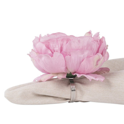 DII Peony Flower Napkin Rings Set of 4