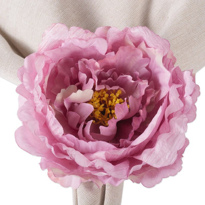 DII Peony Flower Napkin Rings Set of 4