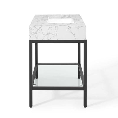 Kingsley 36" Black Stainless Steel Single Bathroom Vanity with Top