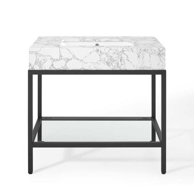 Kingsley 36" Black Stainless Steel Single Bathroom Vanity with Top