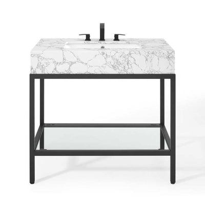 Kingsley 36" Black Stainless Steel Single Bathroom Vanity with Top