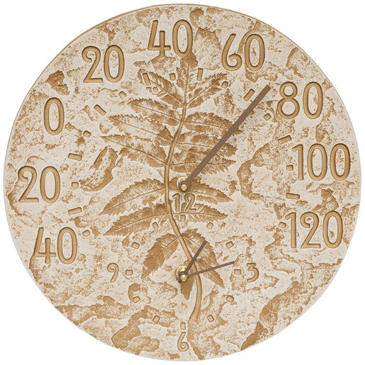 Fossil Sumac Thermometer and Clock - Weathered Limestone